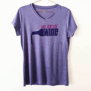 Purple graphic workout top size L